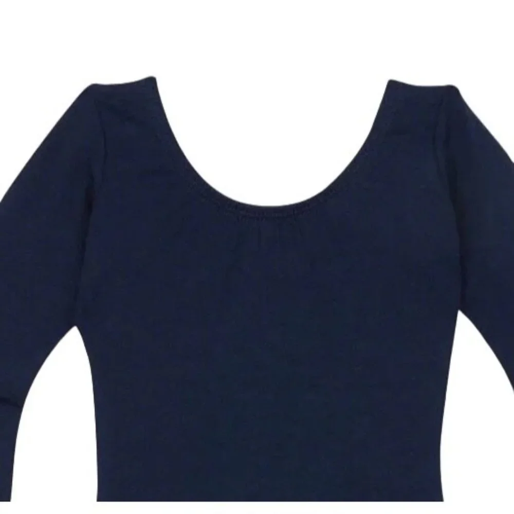 Capezio Childs I 6X -7  Leotard Navy Blue Long Sleeve Scoop Neck Dance